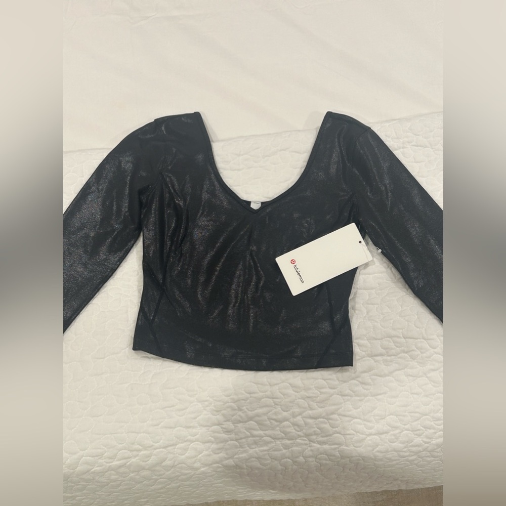 Lululemon Align Long Sleeve Top Shine Radiate Foil Black